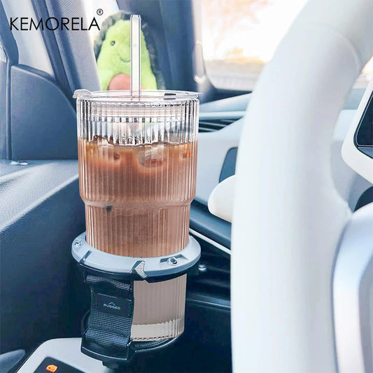 20 oz Ribbed Glass Tumblers with Lids and Straws